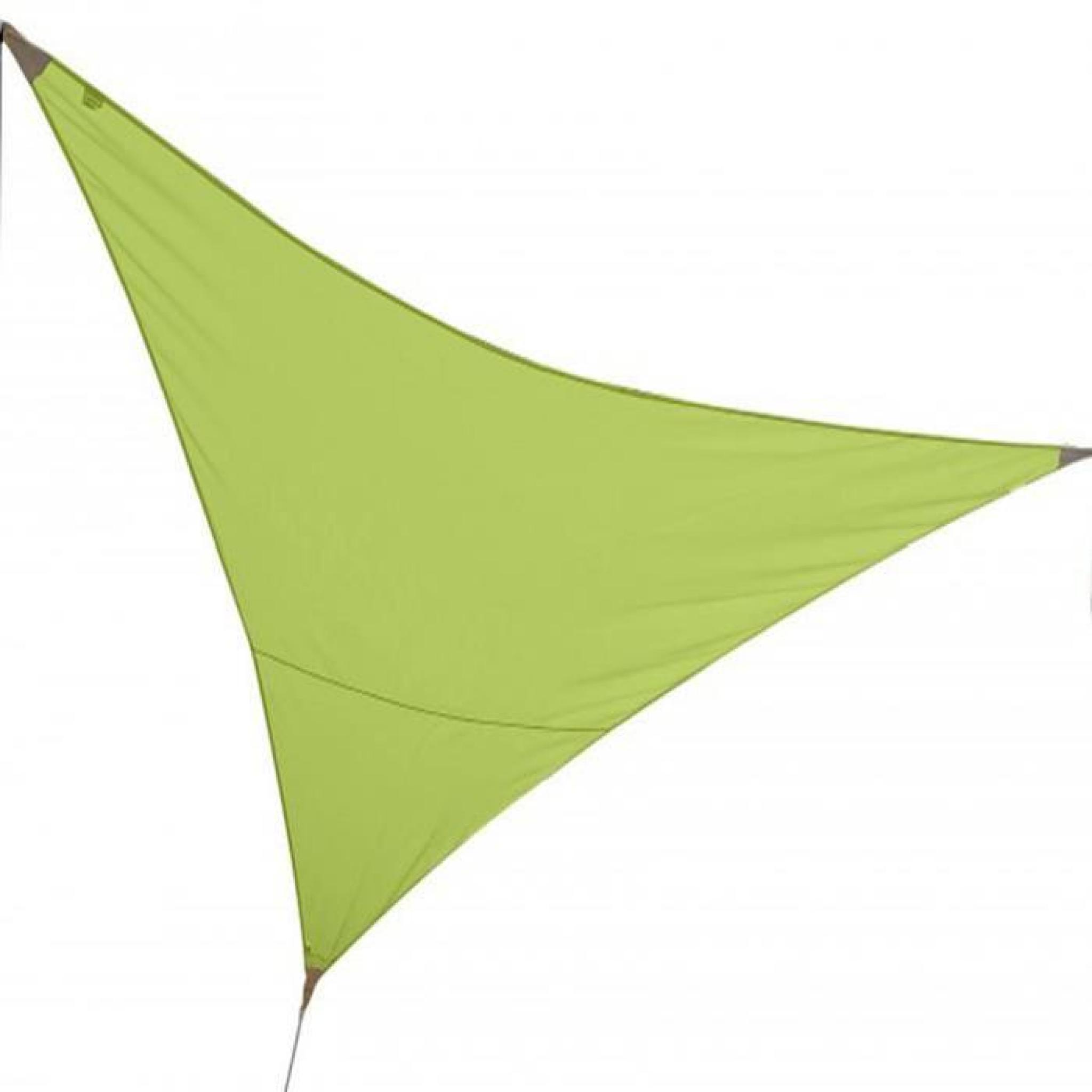 Voile d'ombrage triangulaire vert pomme en polyester 140g-m² anti-UV, 3 x 3 x 3 m avec kit de fixation