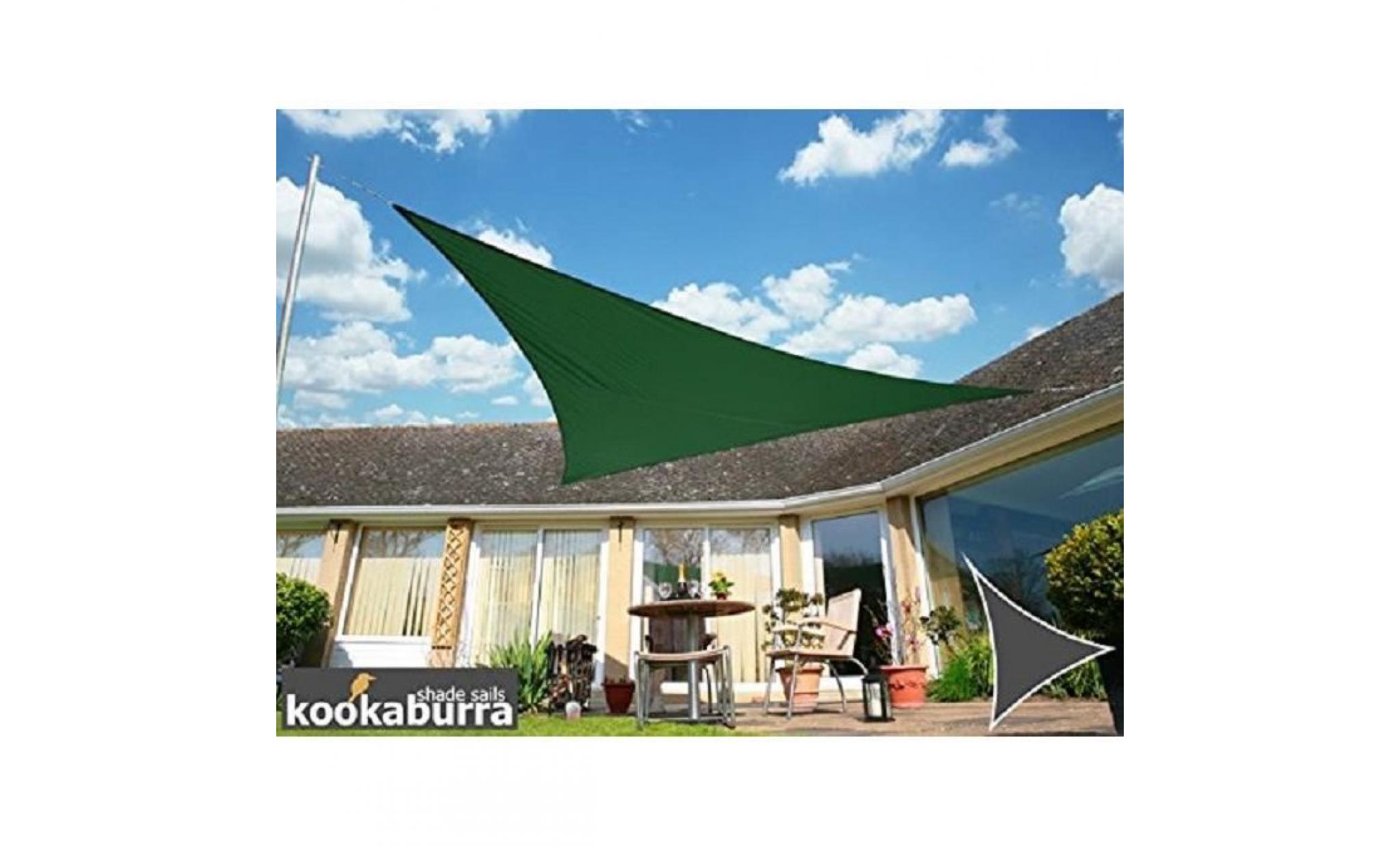 voile d'ombrage vert triangle 3,6m   déperlant   140g/m2   kookaburra