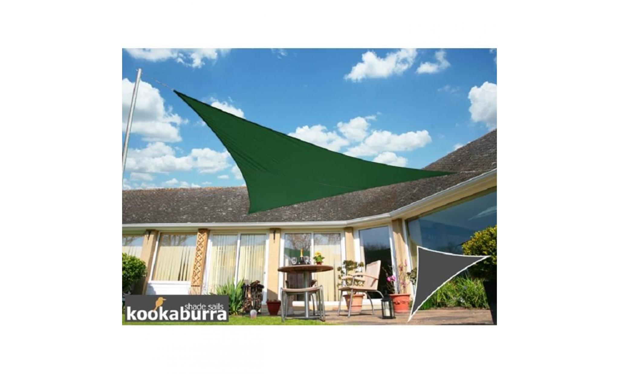 voile d'ombrage vert triangle rectangle 4,2m   déperlant   140g/m2   kookaburra