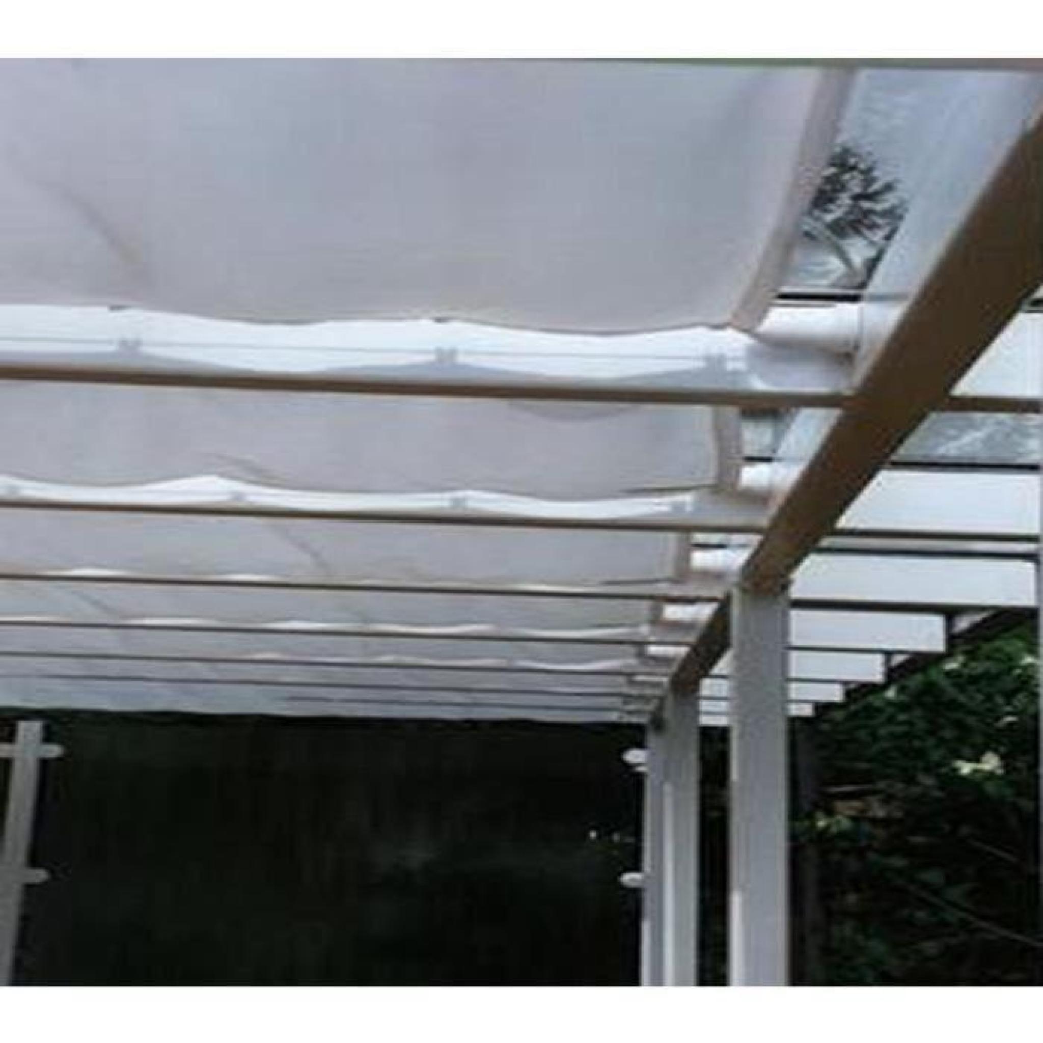 Voile solaire Blanc avec 20 crochets de guidage en polyester 140 grs-m² anti-UV, 270 x 140 cm