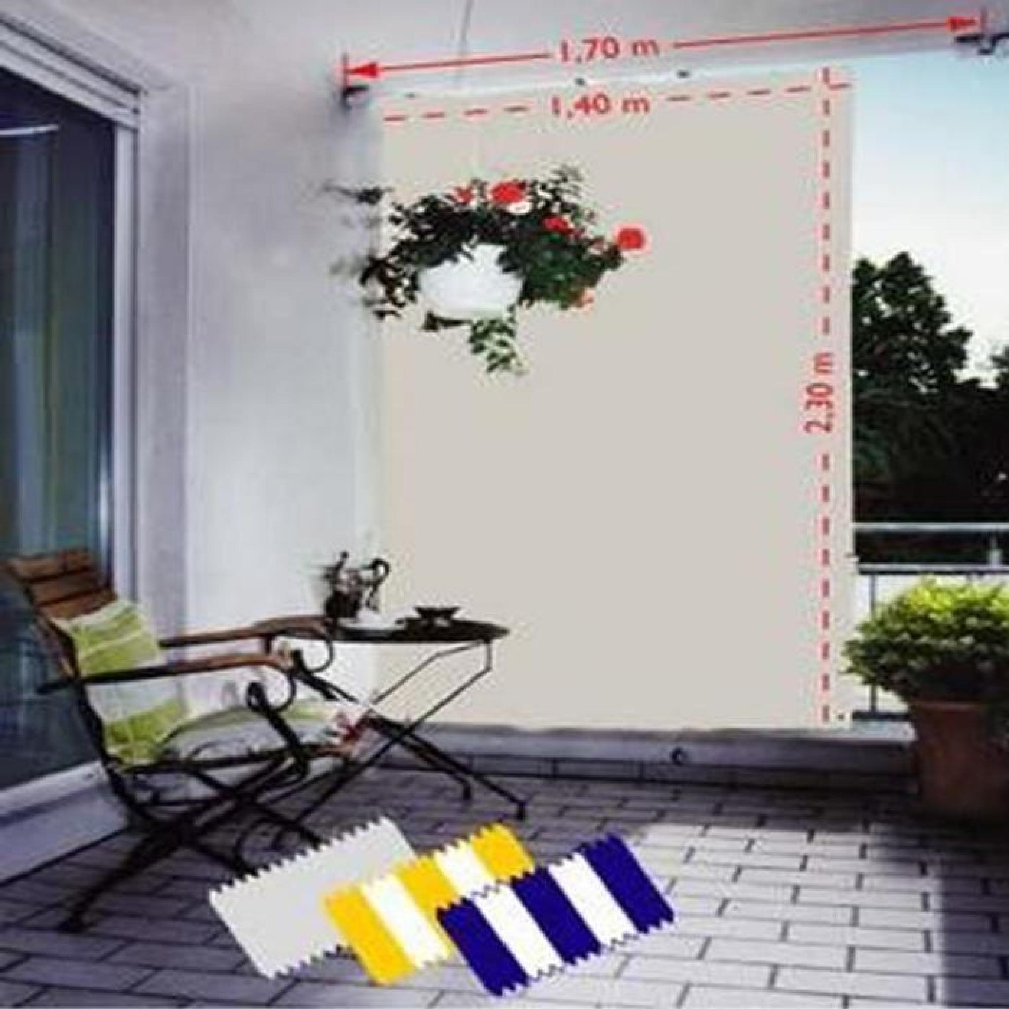 Voile solaire verticale Gris Clair avec 8 crochets de guidage en polyester anti-UV, 230 x 140 cm