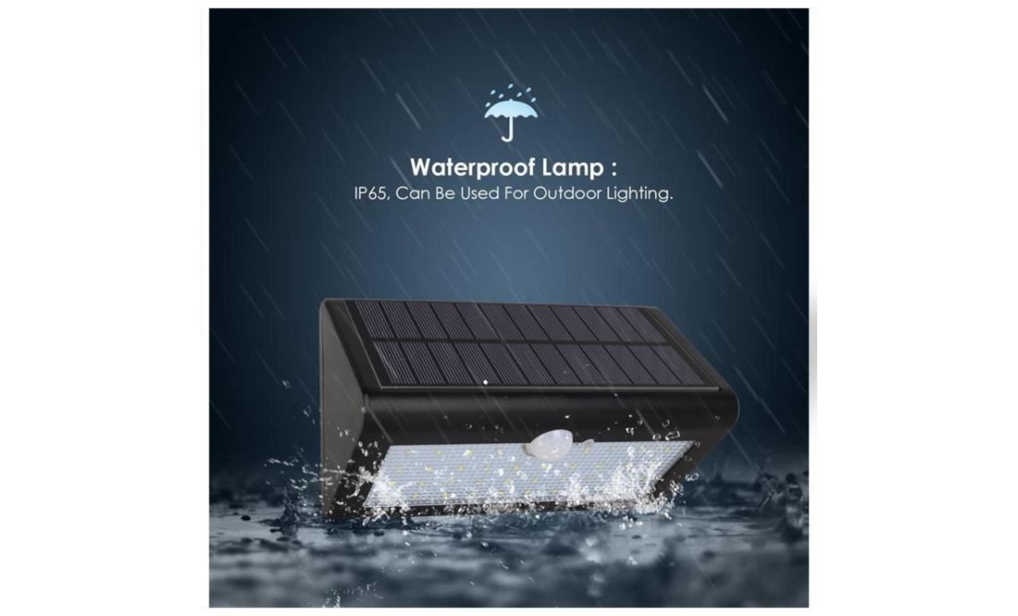 waterproof solar light 6000lm motion sensor detector wall sconces（blanc） pas cher