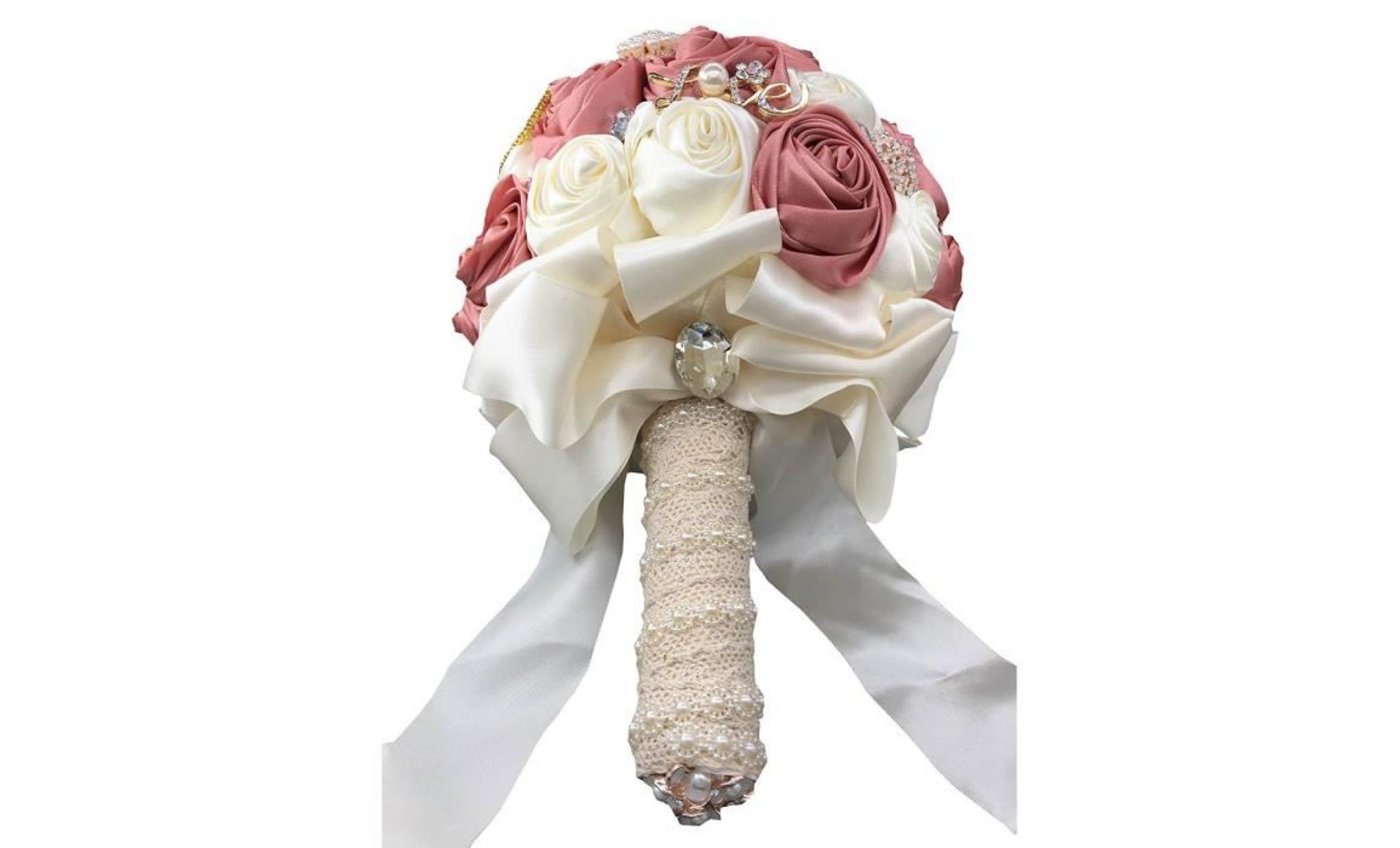 wedding bride bridal bouquet brooch bouquet bridesmaid valentine's day bouquet confession (373 ivory+pink) pas cher