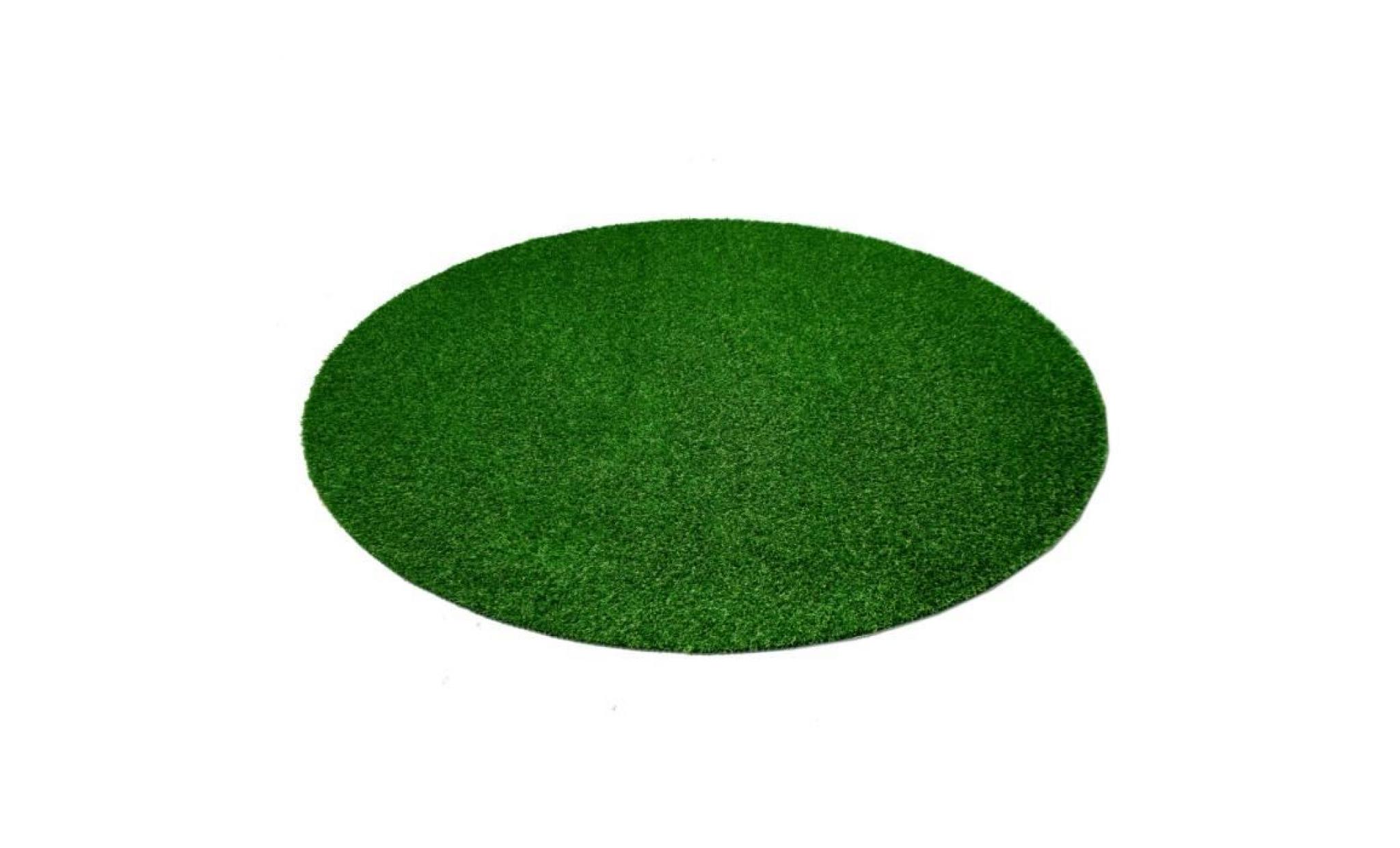 wembley   tapis type luxe gazon artificiel rond – pour jardin, terrasse, balcon   vert  [133 cm rond]
