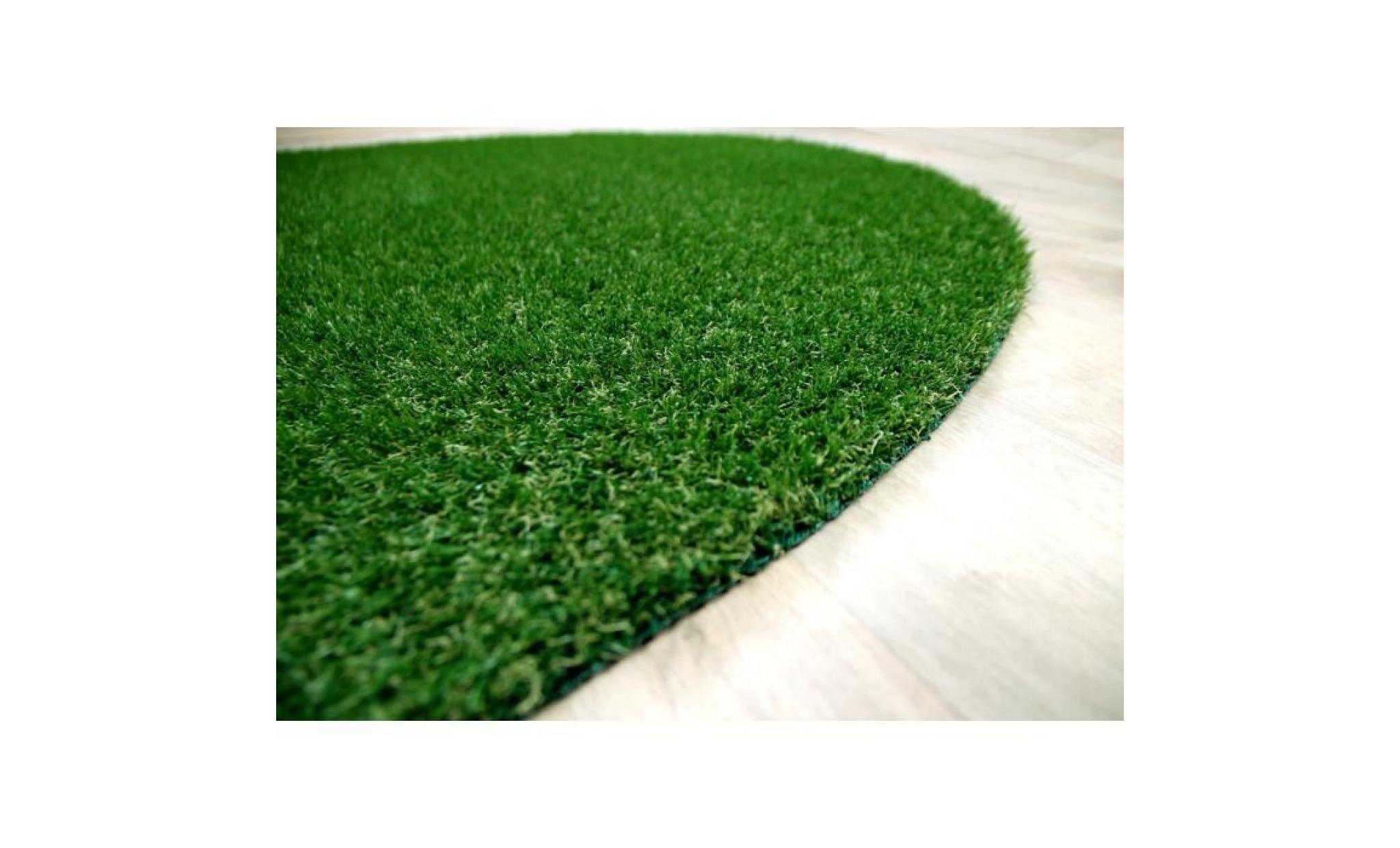 wembley   tapis type luxe gazon artificiel rond – pour jardin, terrasse, balcon   vert  [133 cm rond] pas cher