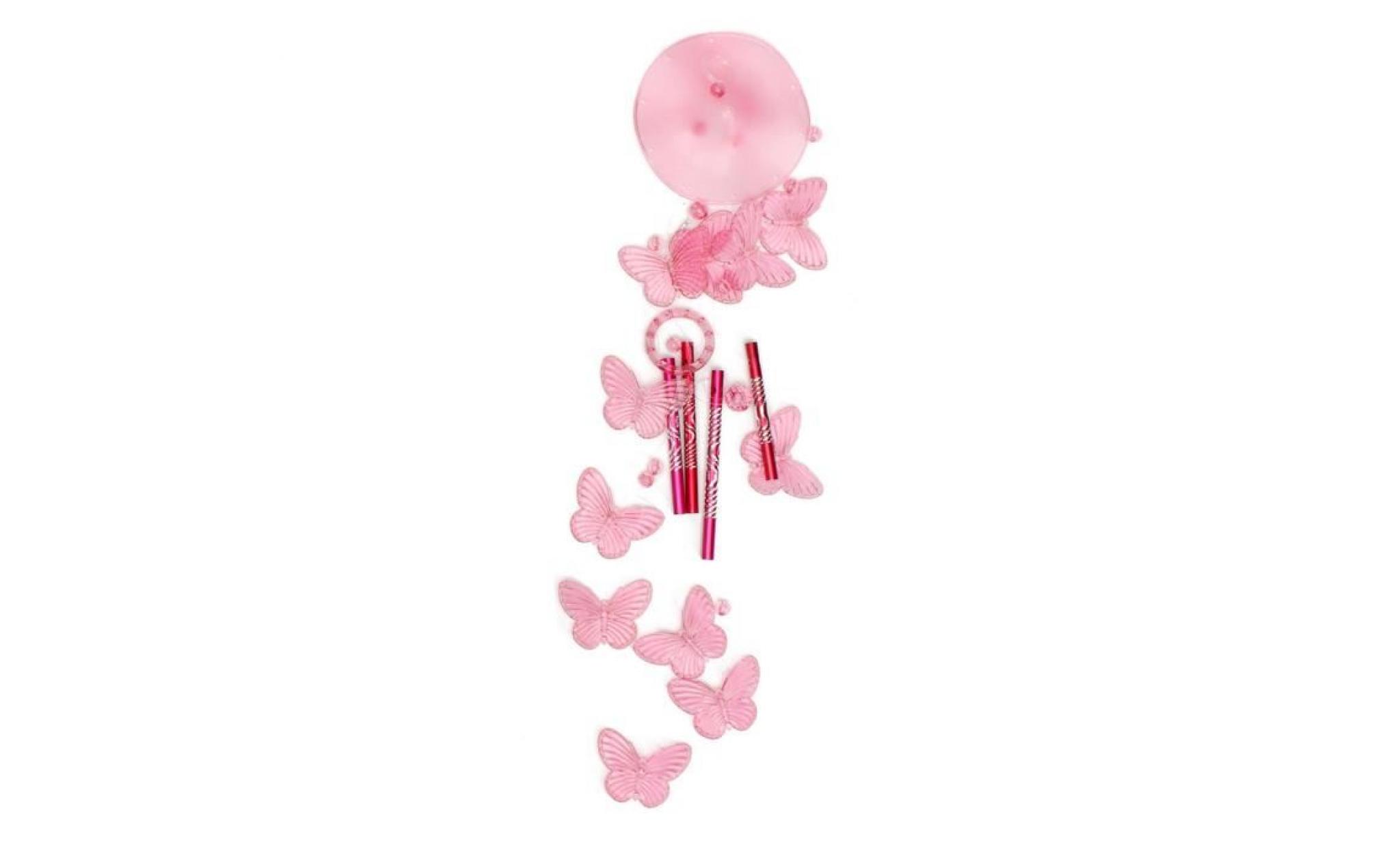 wind chime sound tubes butterfly feng shui windchimes house decoration, pink
