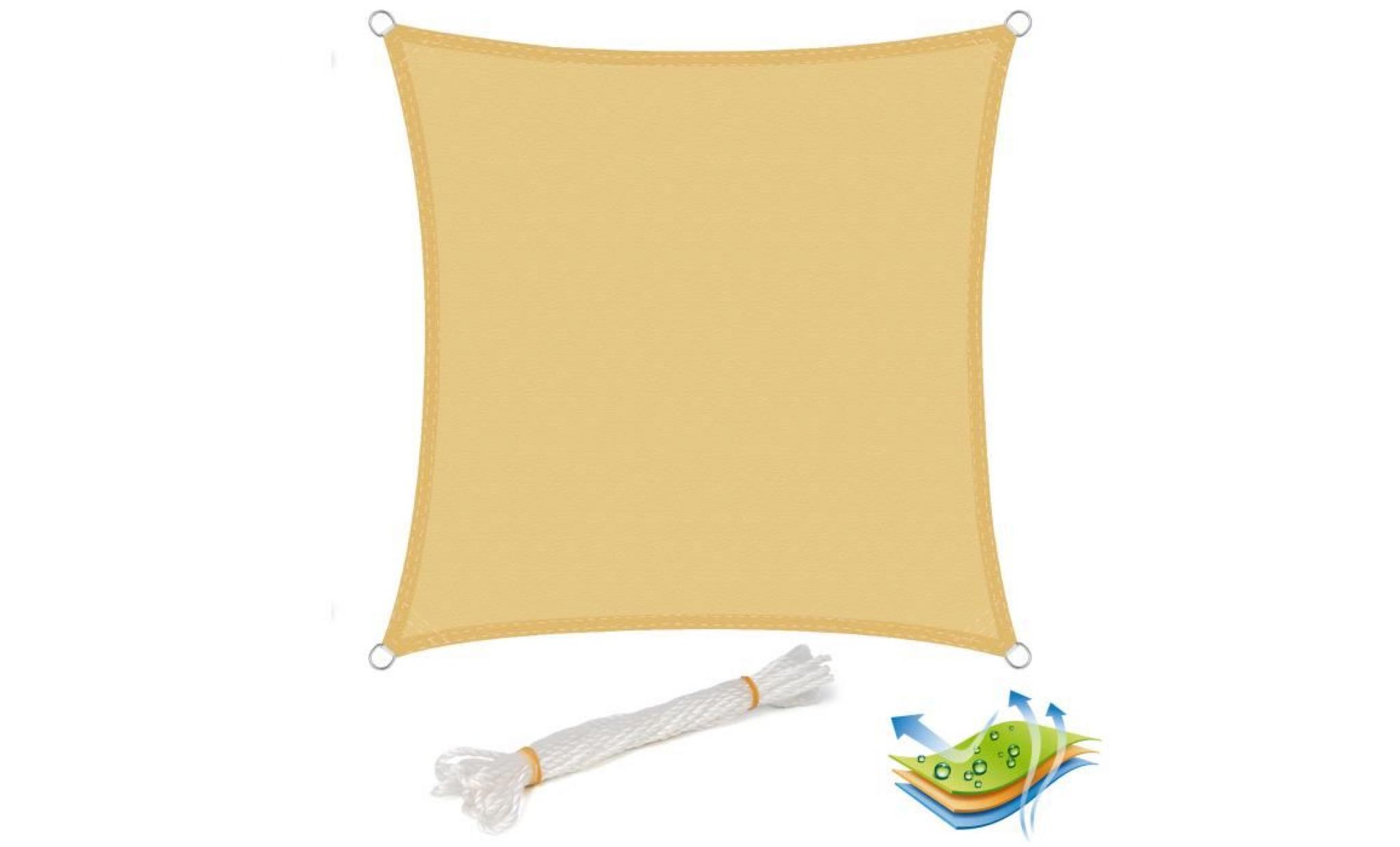 woltu voile d’ombrage carré en polyester,protection contre le soleil avec protection uv pour jardin ou camping,4x4m sable