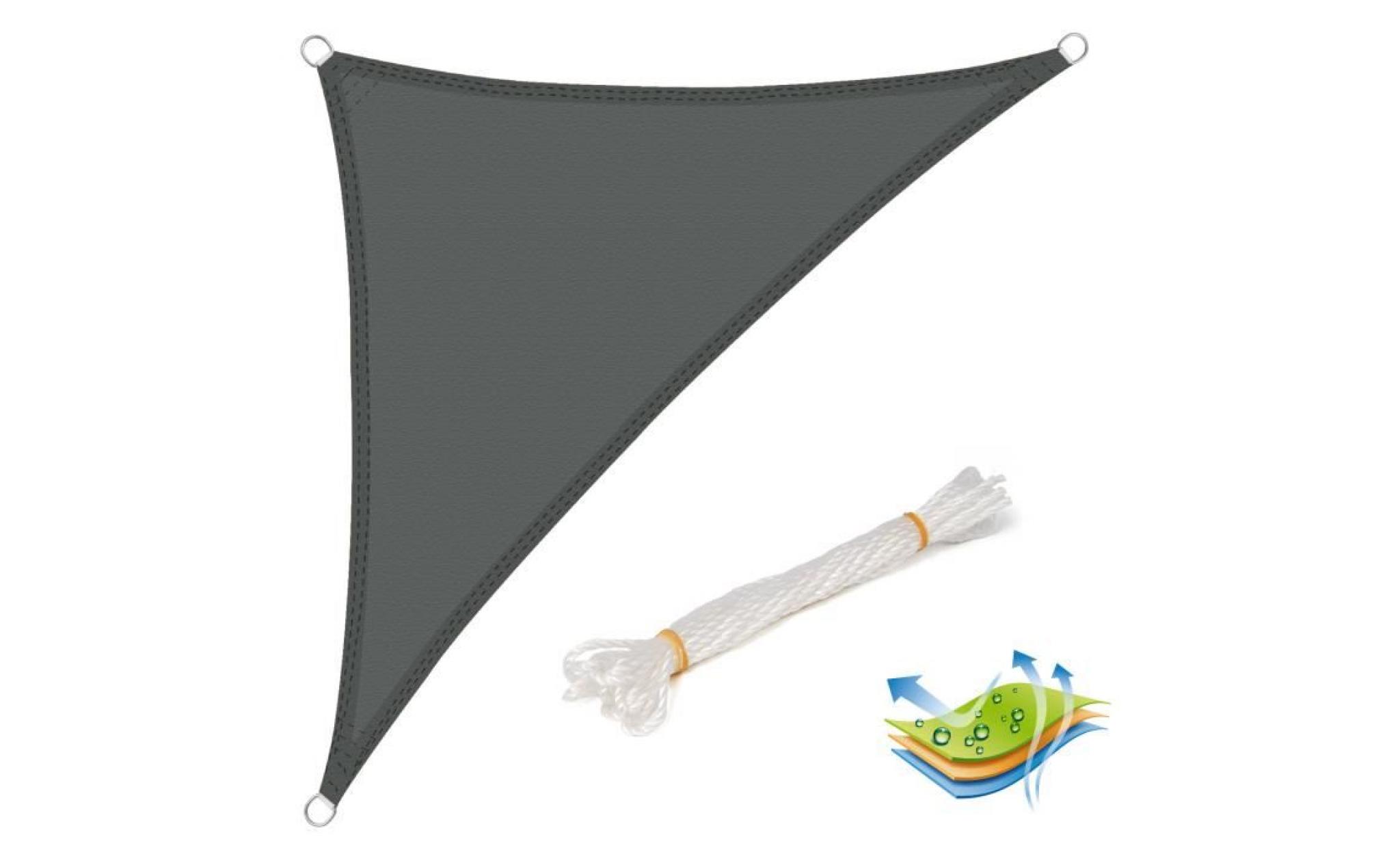 woltu voile d’ombrage triangulaire en polyester,protection contre le soleil avec protection uv pour jardin,5x7x7m gris