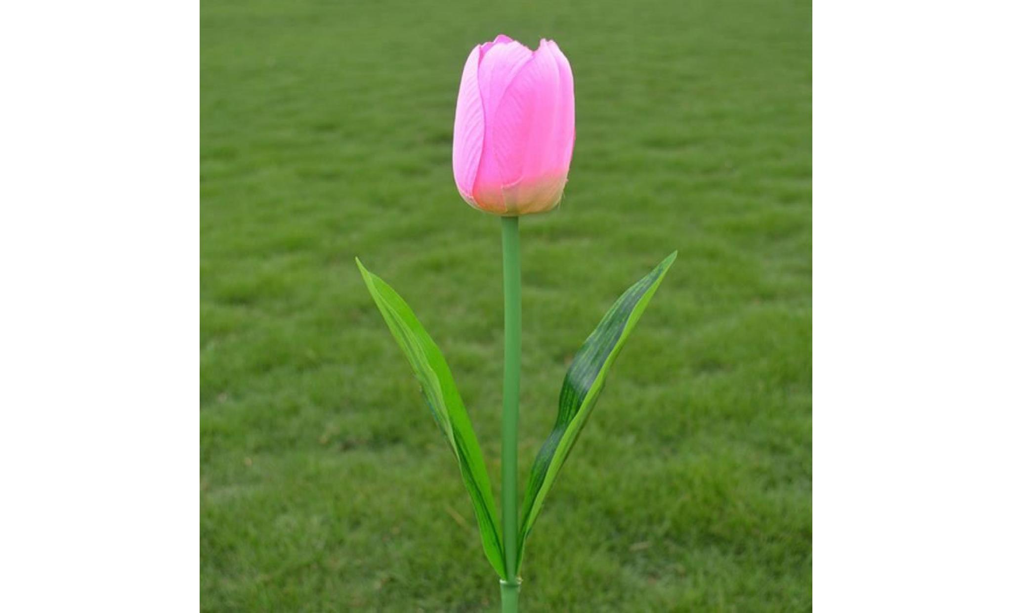 wxx70525213pk@1 tête solaire led décoratif extérieur lampe de pelouse 1 tête fleur tulipe lumière rose