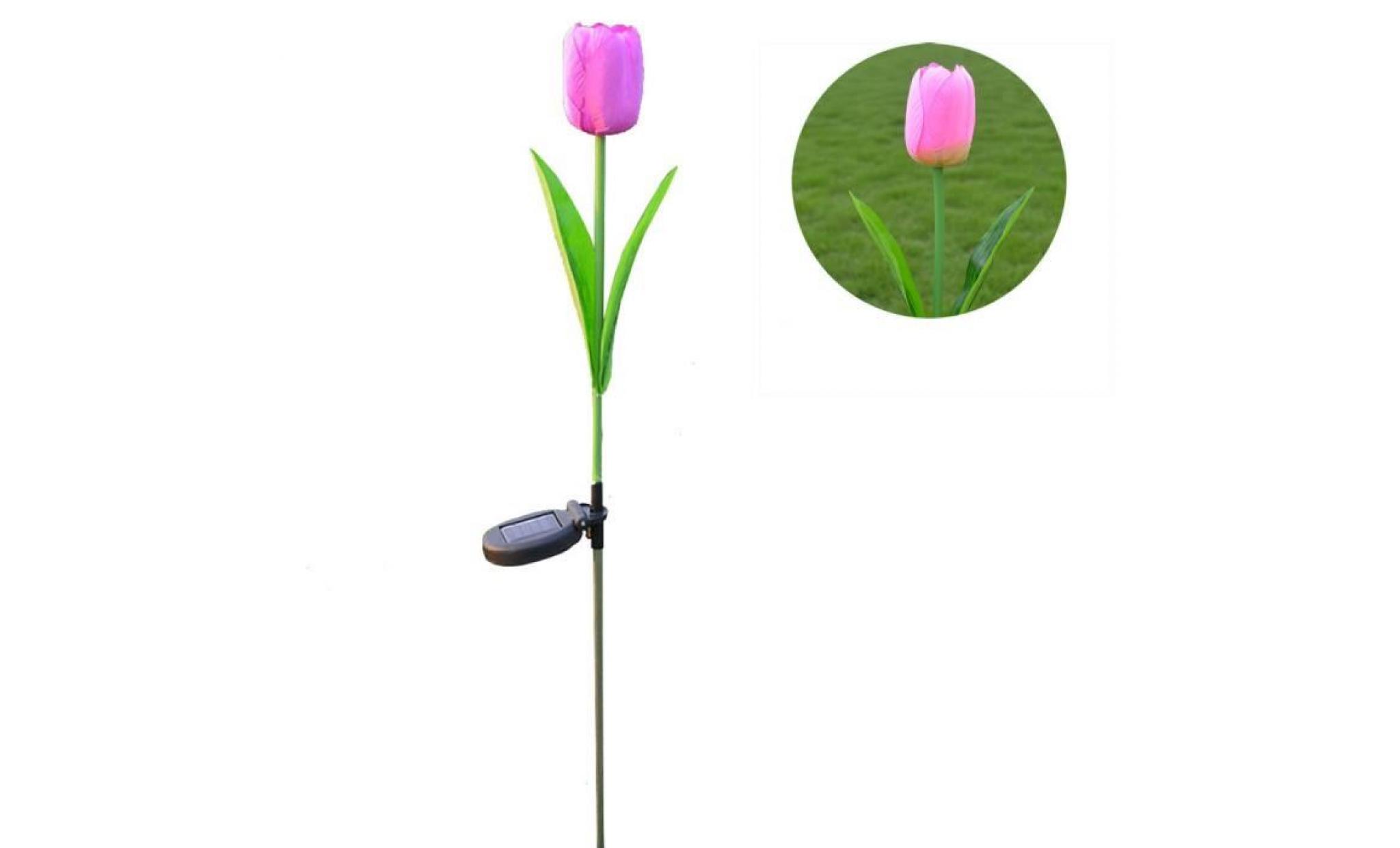 wxx70525213pk@1 tête solaire led décoratif extérieur lampe de pelouse 1 tête fleur tulipe lumière rose pas cher