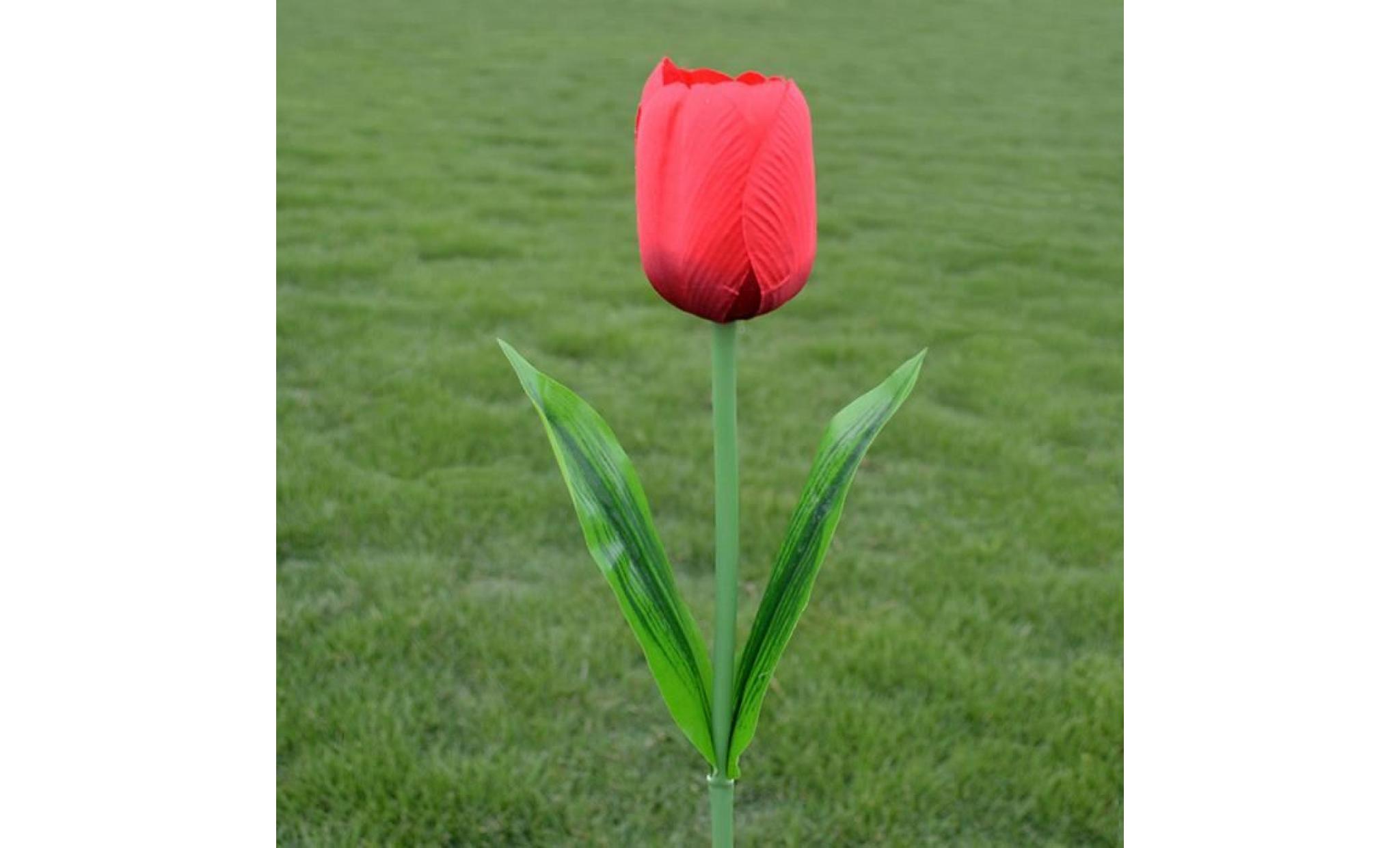 wxx70525213rd@1 tête solaire led décoratif extérieur lampe de pelouse 1 tête fleur tulipe lumière pas cher