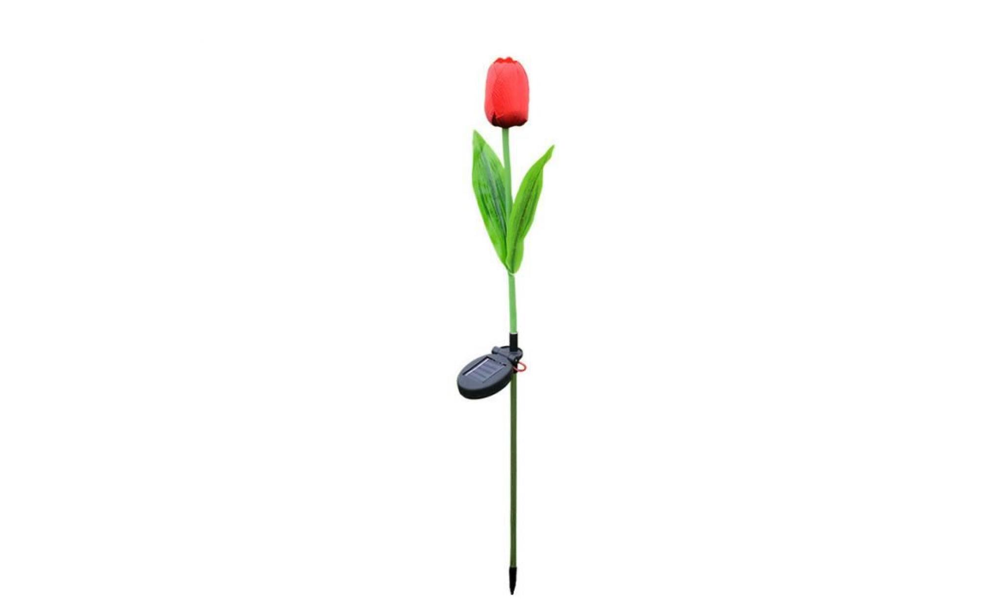 wxx70525213rd@1 tête solaire led décoratif extérieur lampe de pelouse 1 tête fleur tulipe lumière pas cher