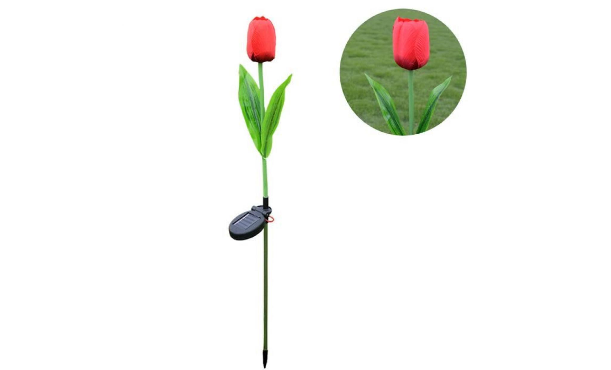 wxx70525213rd®1 lampe de pelouse extérieure décorative solaire de tête led 1 tête de fleur de tulipe de tête