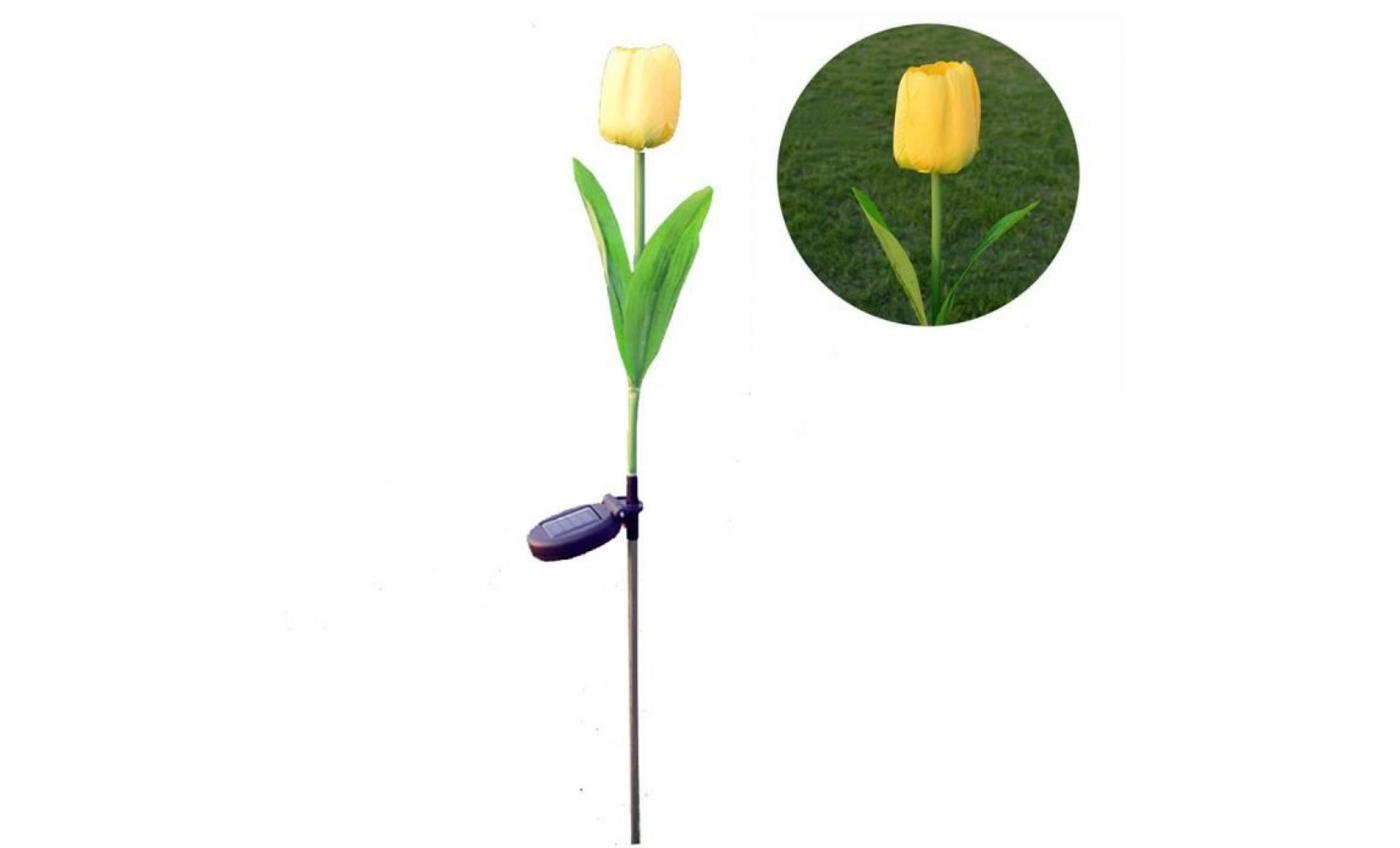wxx70525213ye@1 tête solaire led décoratif extérieur lampe de pelouse 1 tête fleur tulipe lumière jaune pas cher