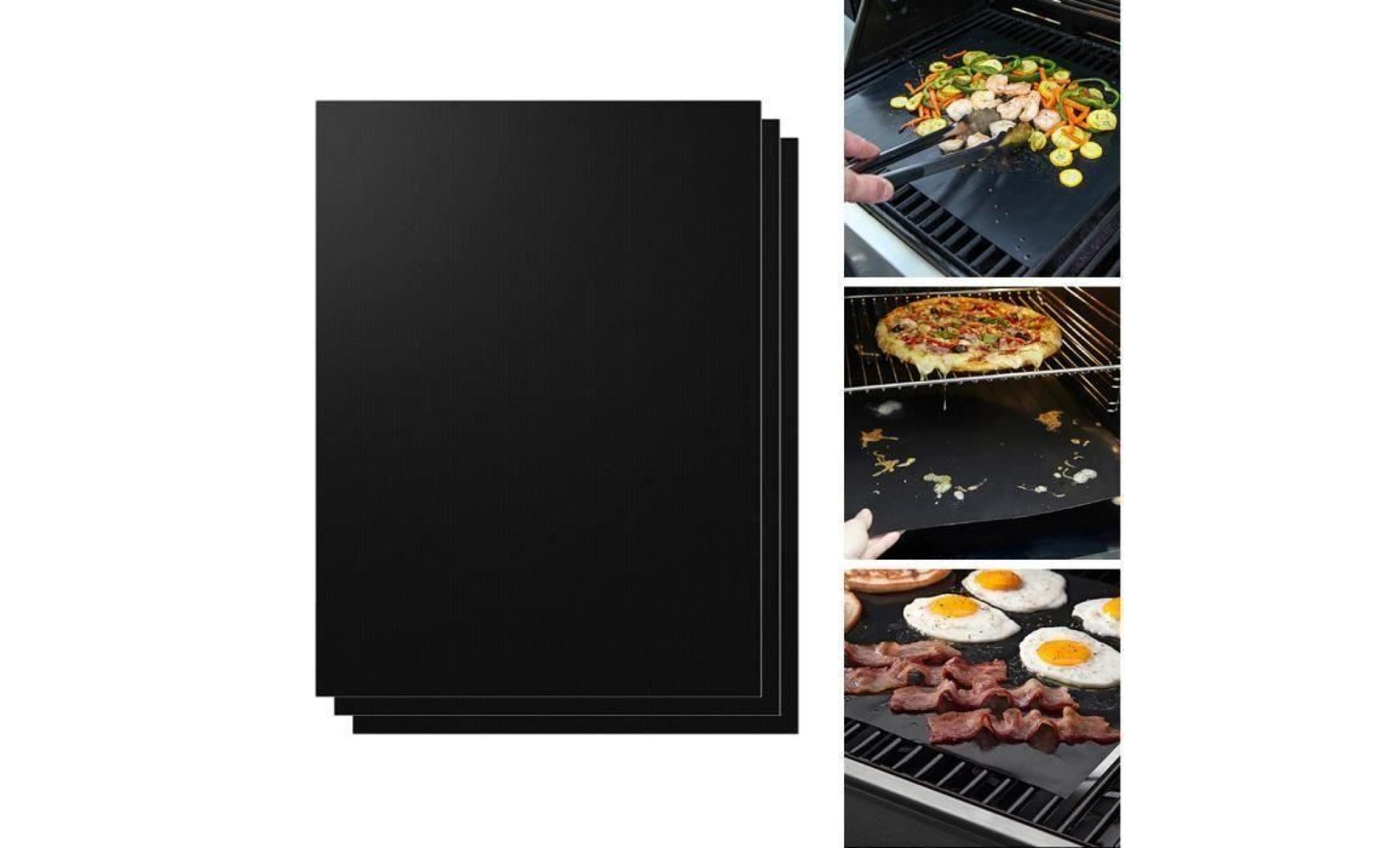 xcsource 3pcs tapis de gril bbq anti adhérante plaque de cuisson sans pfoa réutilisable doublure four cuisson barbecue, facile à