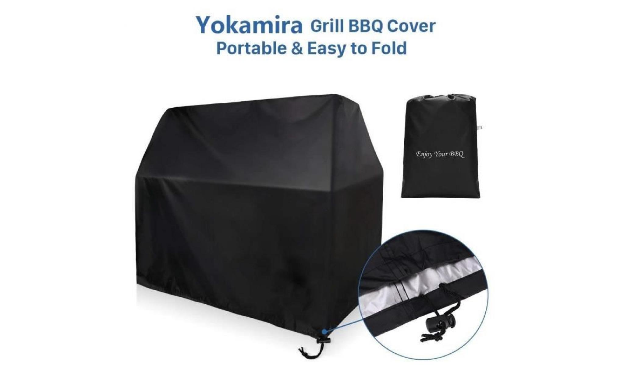 yokamira housse barbecue bâche de protection bbq couverture de gril anti uv anti l'eau anti l'humidité en polyester noir pour webe