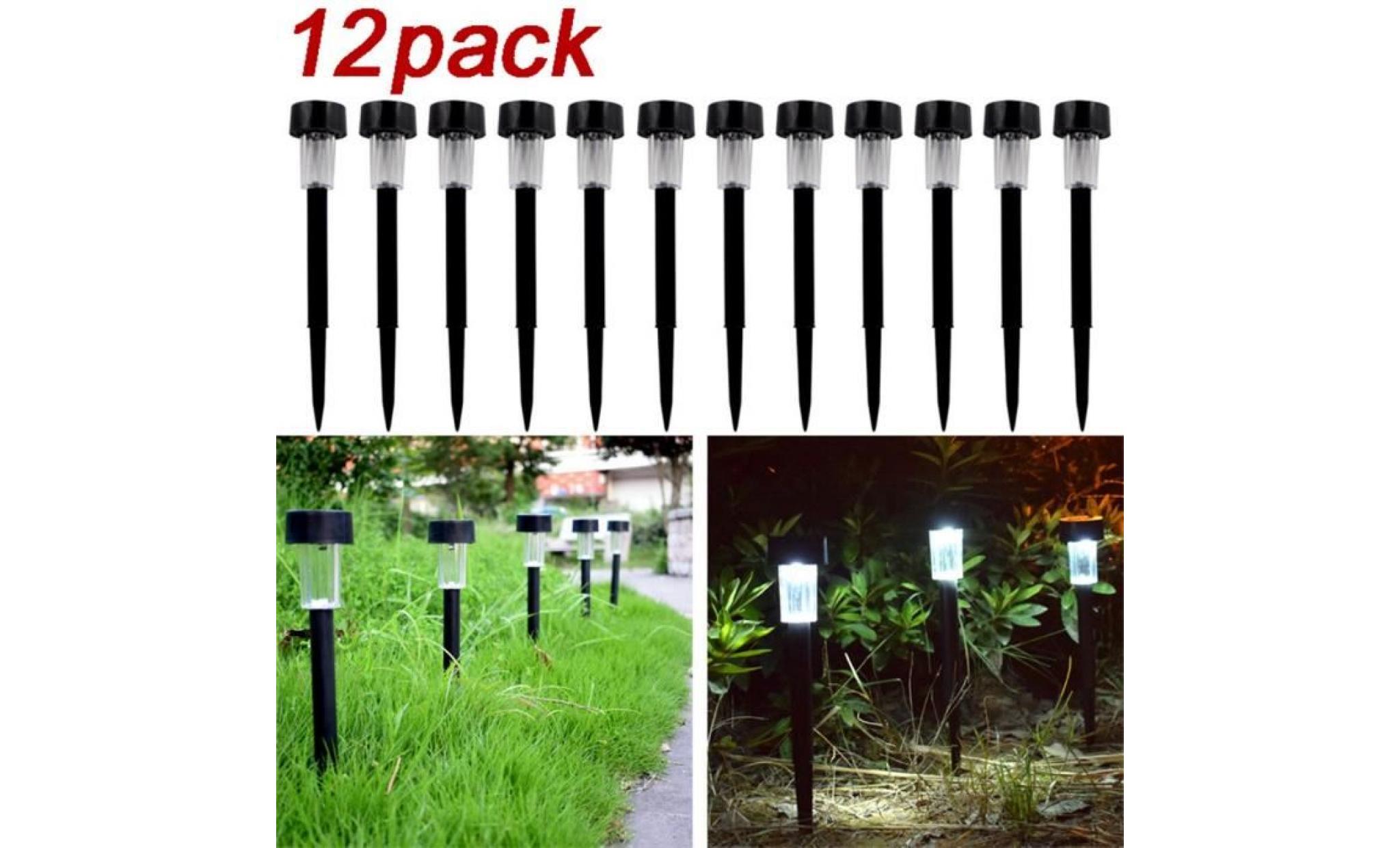 yum® 12 paquet extérieur pathway lumières led énergie solaire lumière pelouse jardin paysage chemin c