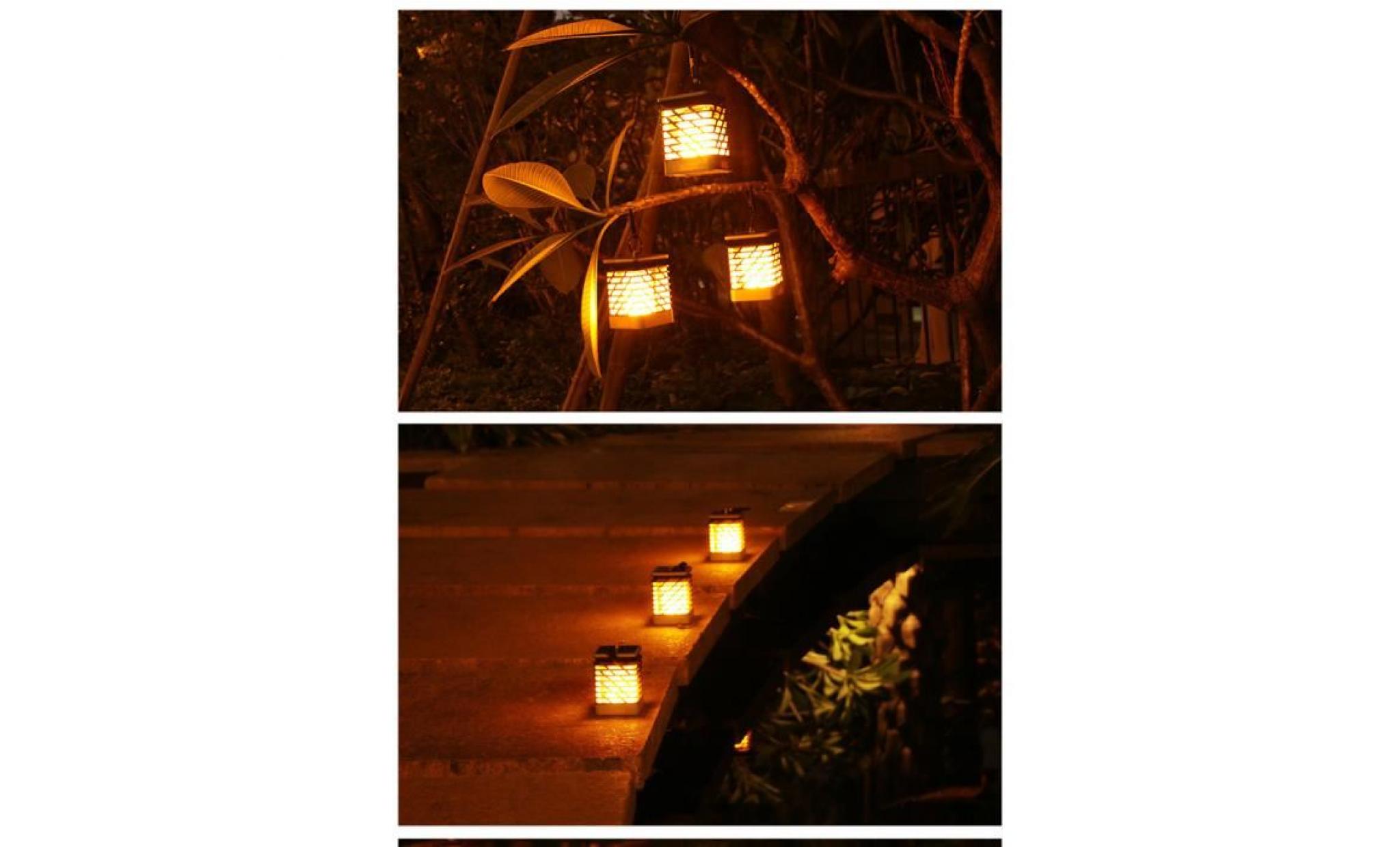 yum® lampe solaire de led pelouse feu flamme lumière réaliste lampe étanche extérieur jardin d orange pas cher