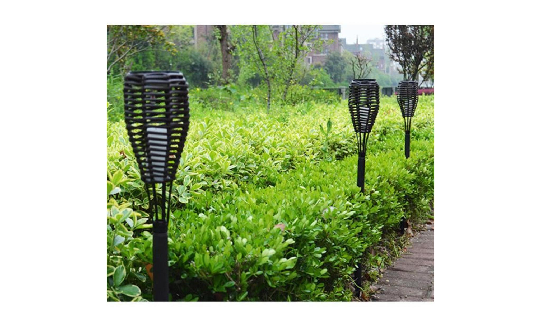 yum® led solaire étanche lampe torche paysage extérieur pelouse de jardin lampe en rotin décor pas cher