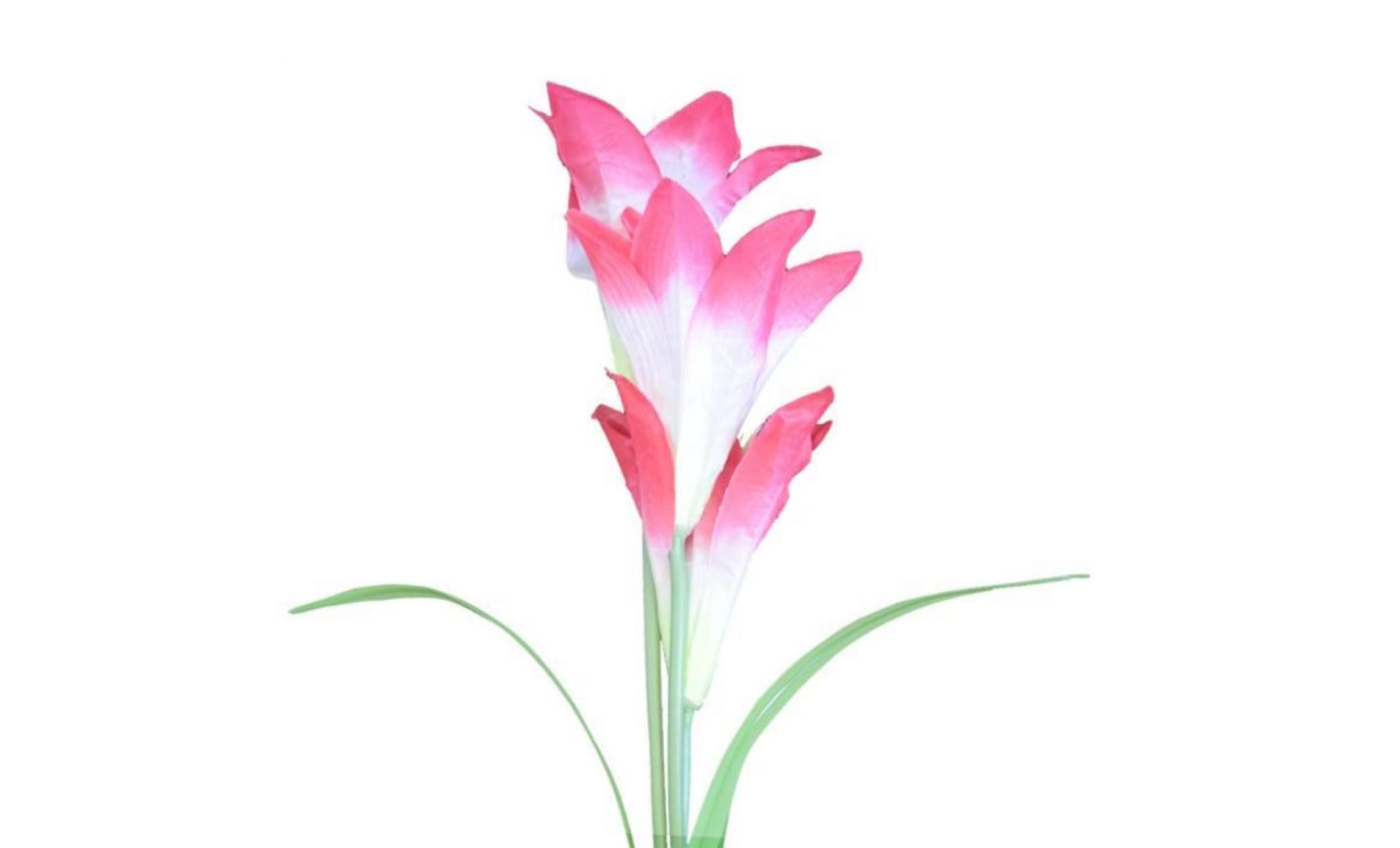 yumyumis® 2 pcs lampes solaires à del d'extérieur 3 têtes étanche flower lily lampe de pelouse rose_love4314