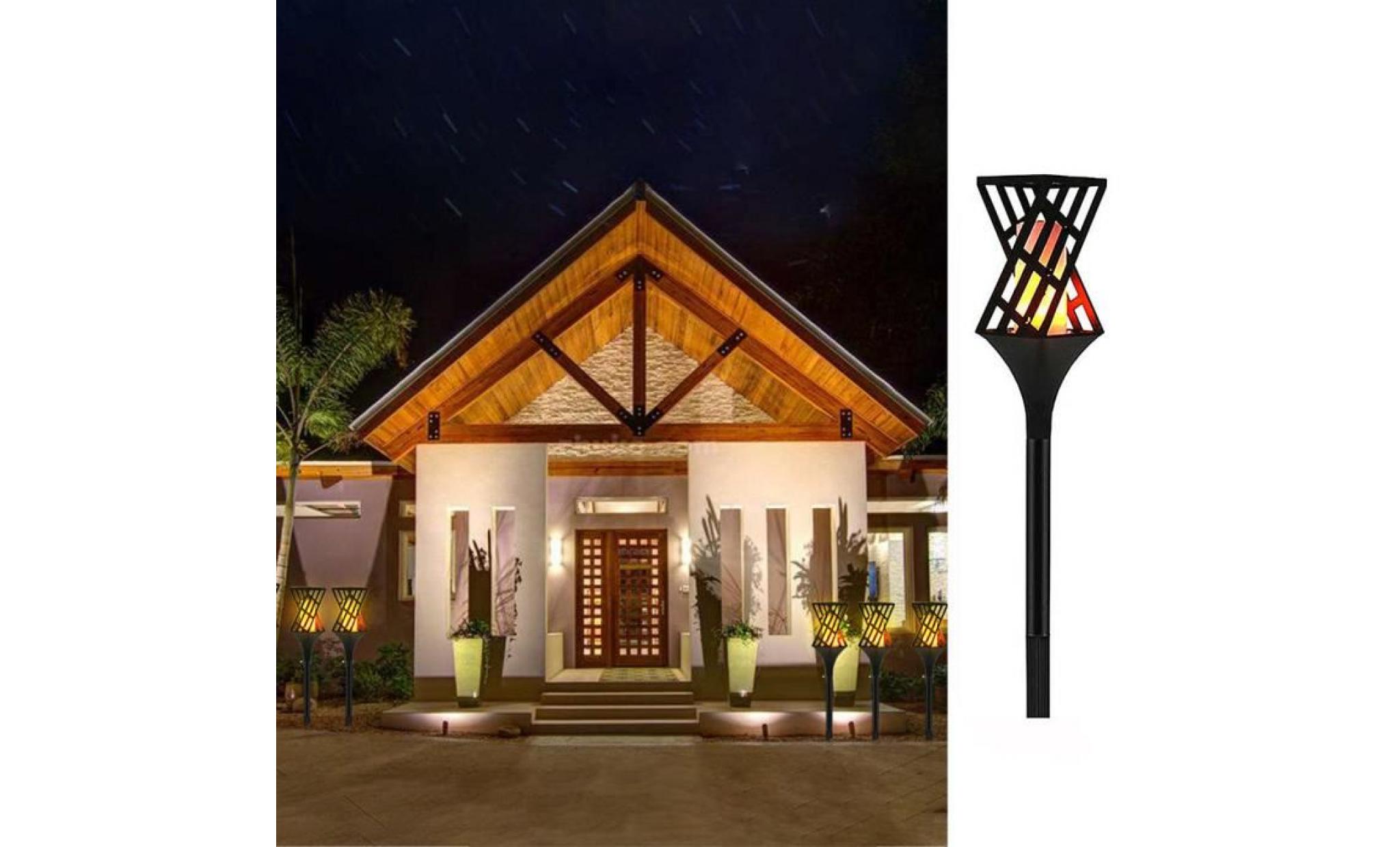 yumyumis® lumières extérieur étanche lanterne solaire lampe de jardin pathways jardin patio noir_love5042 pas cher