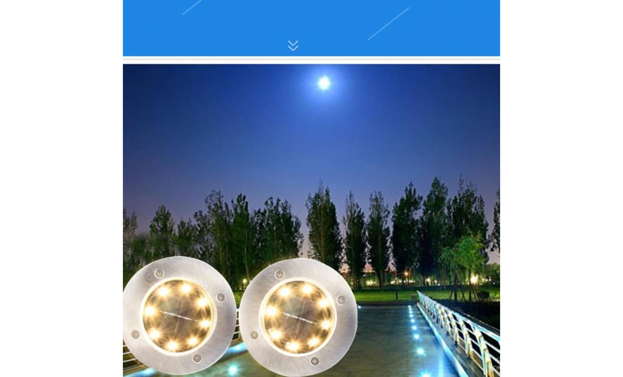 yumyumis® paquet de 2 jardin chemin 8led lumières pour extérieur paysage solaire chemin lampes pour cour blanc chaud_love3553 pas cher