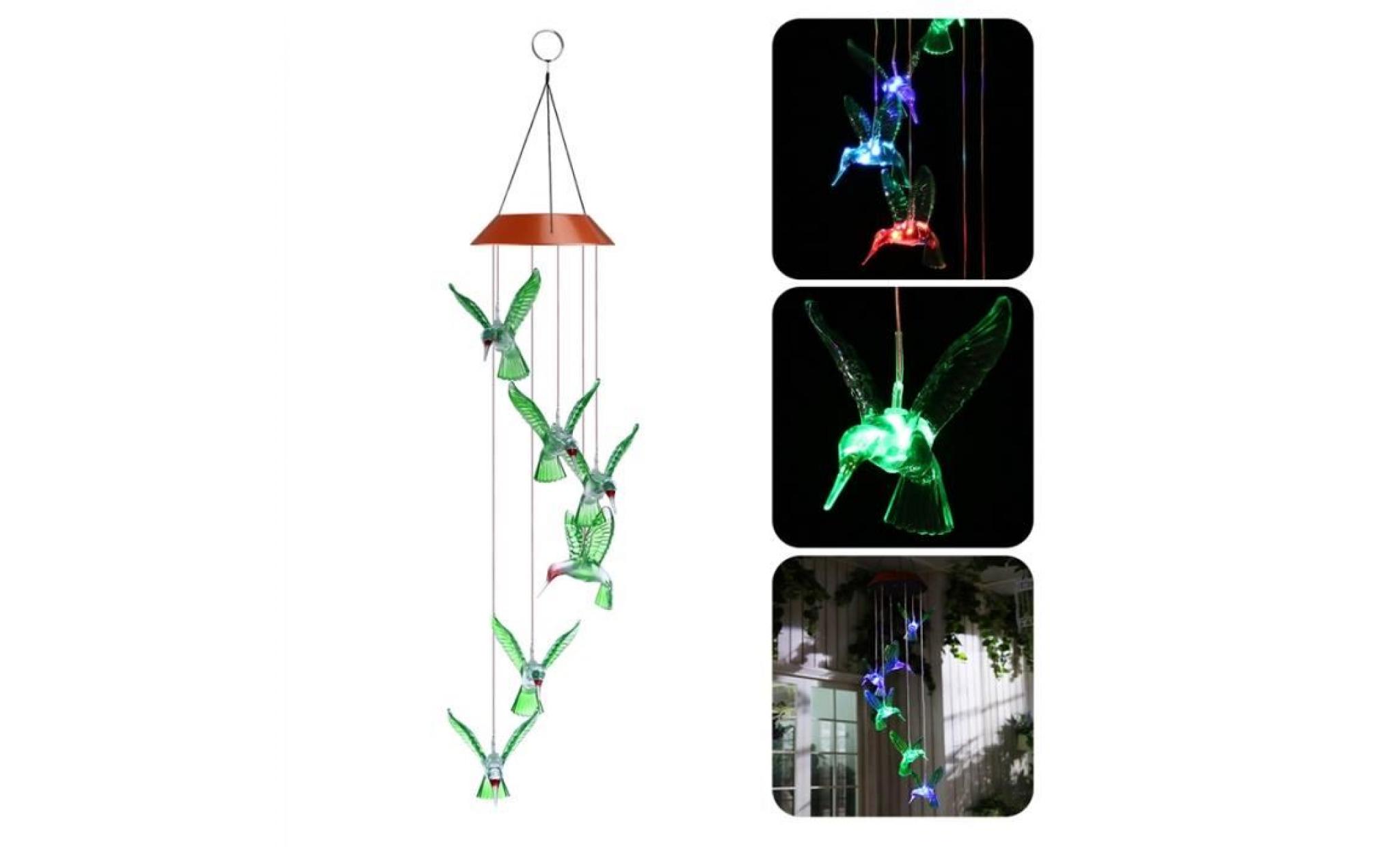 yunlights hummingbird wind chimes led solaire mobile wind chime changement de couleur lampe capteur de vent automatique de la