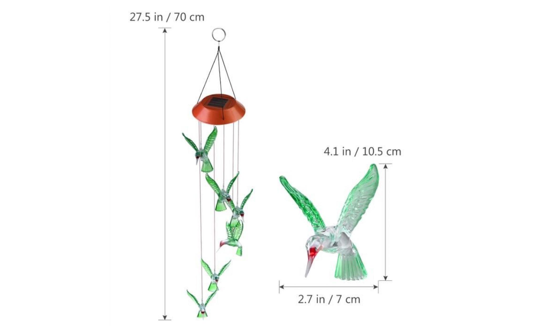 yunlights hummingbird wind chimes led solaire mobile wind chime changement de couleur lampe capteur de vent automatique de la pas cher